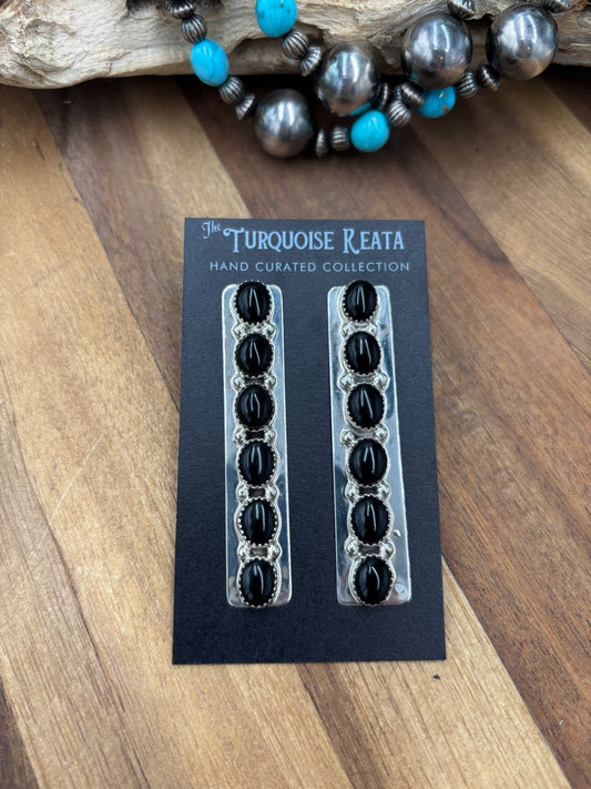 Black Onyx #825-1 Earrings by Jody Tsosie, Navajo