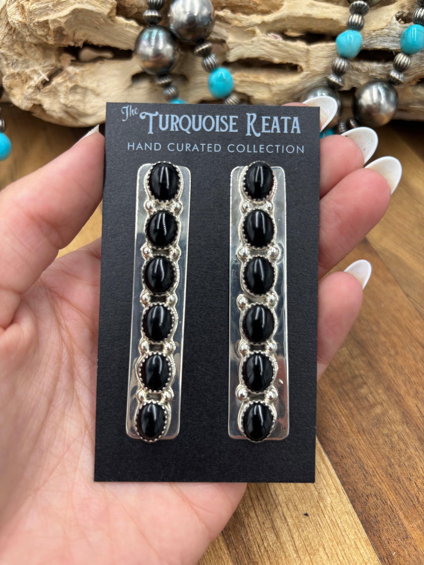 Black Onyx #825-1 Earrings by Jody Tsosie, Navajo