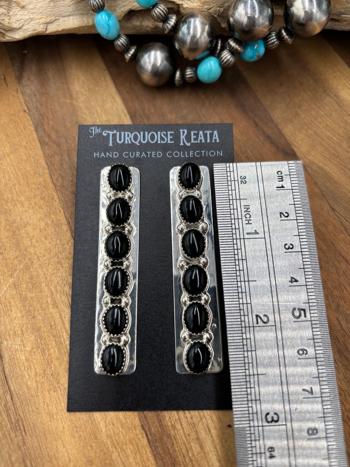 Black Onyx #825-1 Earrings by Jody Tsosie, Navajo