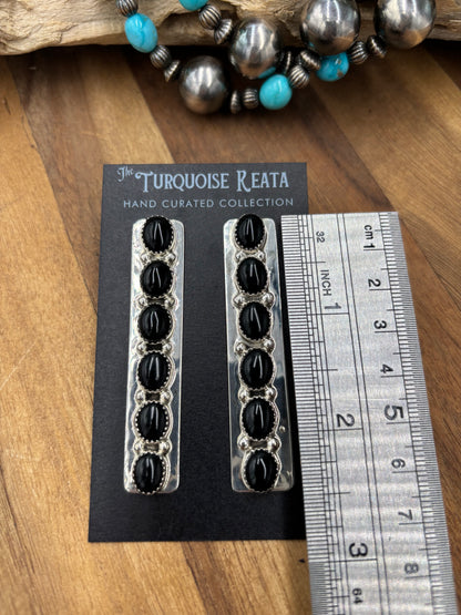 Black Onyx #825-1 Earrings by Jody Tsosie, Navajo
