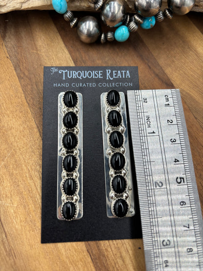 Black Onyx #825-1 Earrings by Jody Tsosie, Navajo