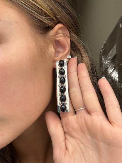 Black Onyx #825-1 Earrings by Jody Tsosie, Navajo
