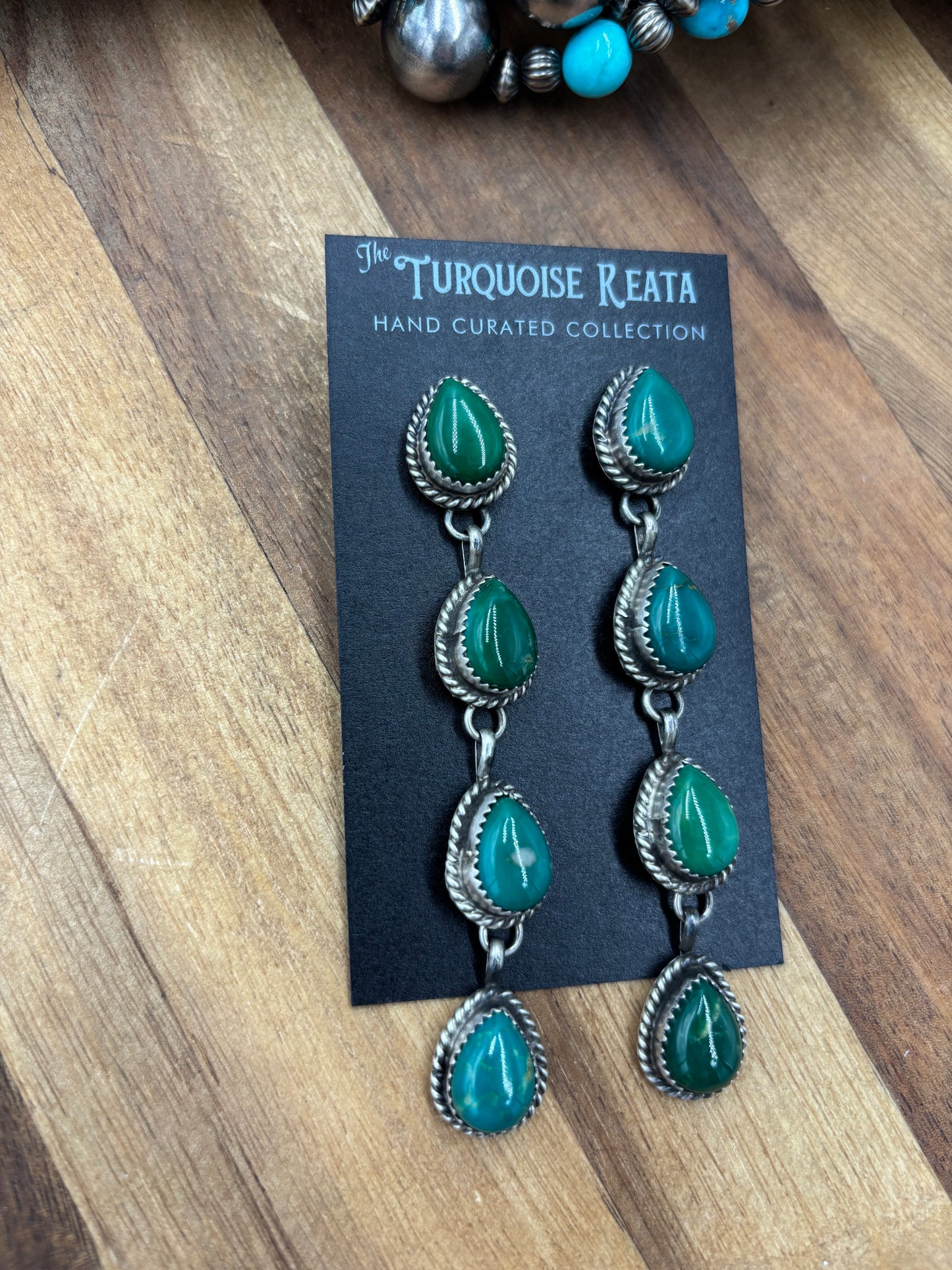 Turquoise Earrings #825-E by Freda Martinez, Navajo