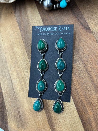 Turquoise Earrings #825-E by Freda Martinez, Navajo