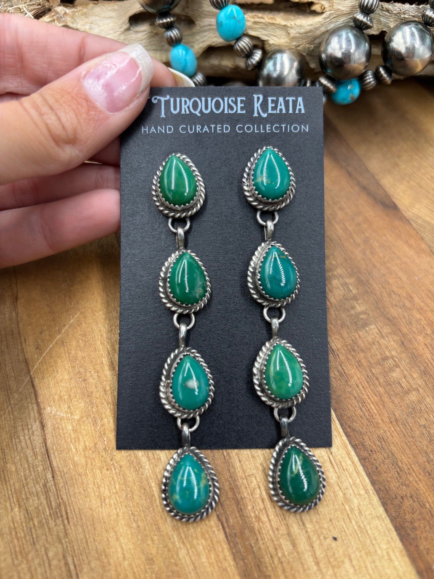 Turquoise Earrings #825-E by Freda Martinez, Navajo