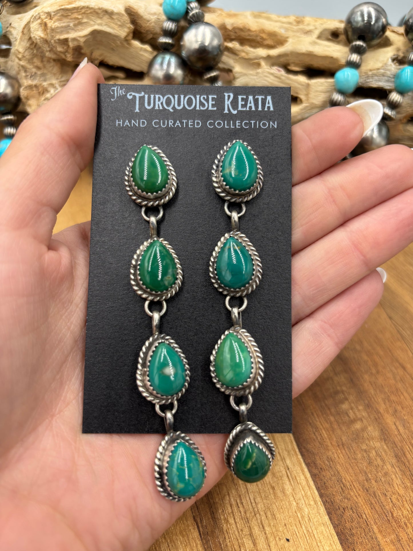 Turquoise Earrings #825-E by Freda Martinez, Navajo