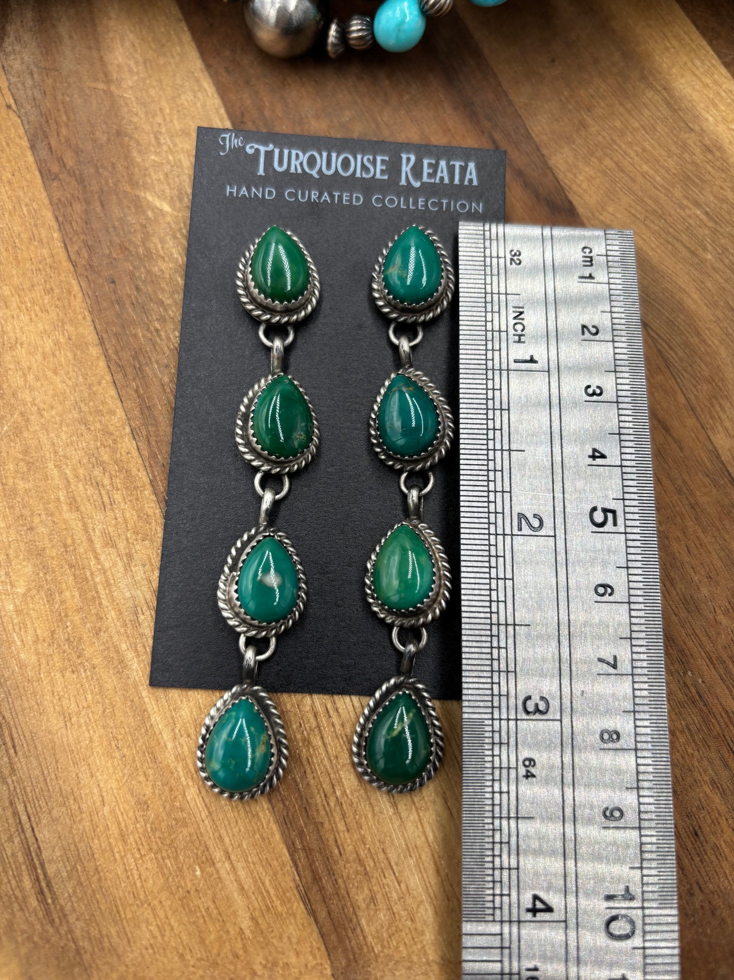 Turquoise Earrings #825-E by Freda Martinez, Navajo