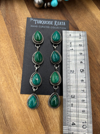 Turquoise Earrings #825-E by Freda Martinez, Navajo