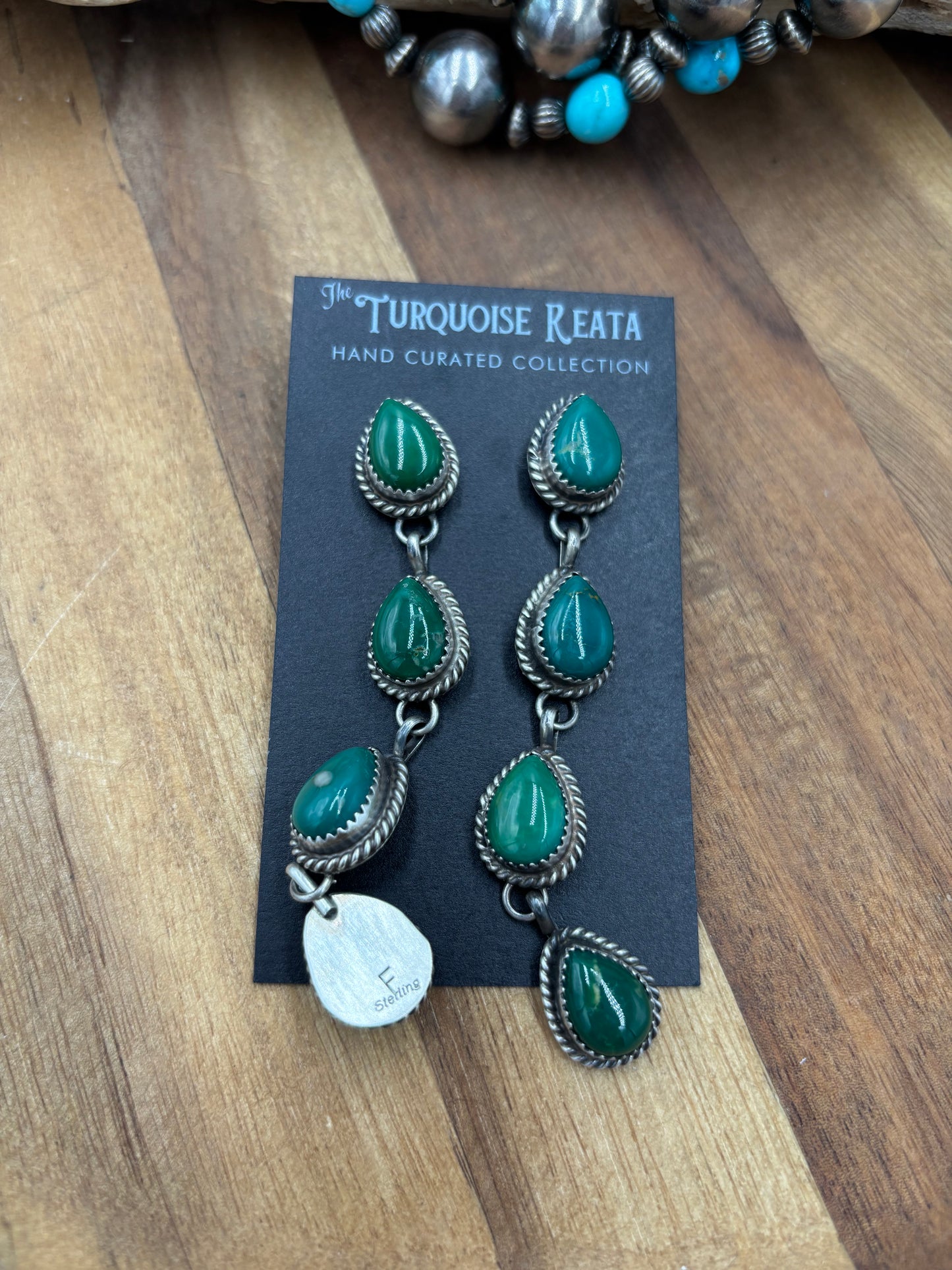 Turquoise Earrings #825-E by Freda Martinez, Navajo
