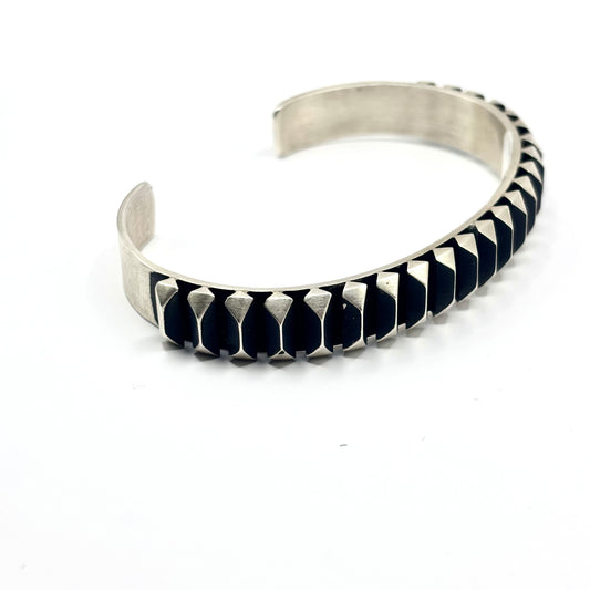 Sterling Cuff By Leander Tahe, Navajo