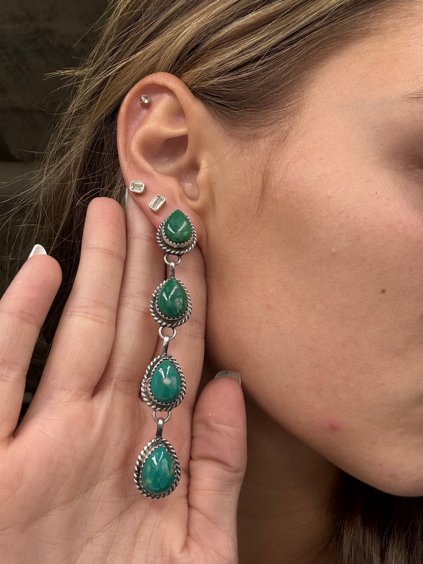 Turquoise Earrings #825-E by Freda Martinez, Navajo