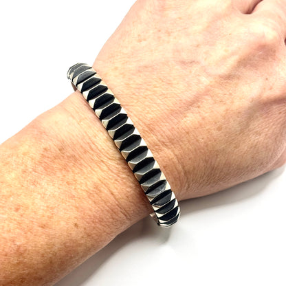 Sterling Cuff By Leander Tahe, Navajo