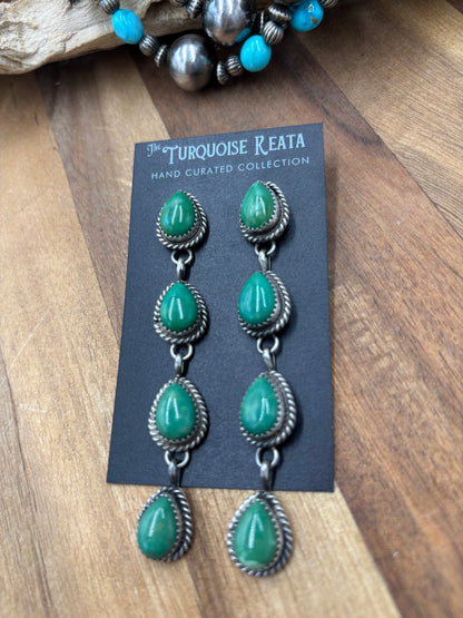 Turquoise Earrings #825-F by Freda Martinez, Navajo