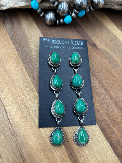 Turquoise Earrings #825-F by Freda Martinez, Navajo