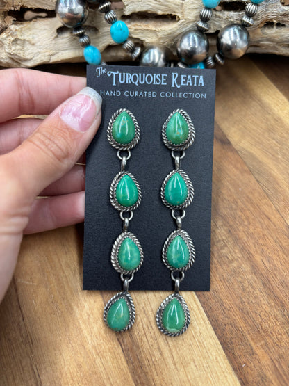 Turquoise Earrings #825-F by Freda Martinez, Navajo