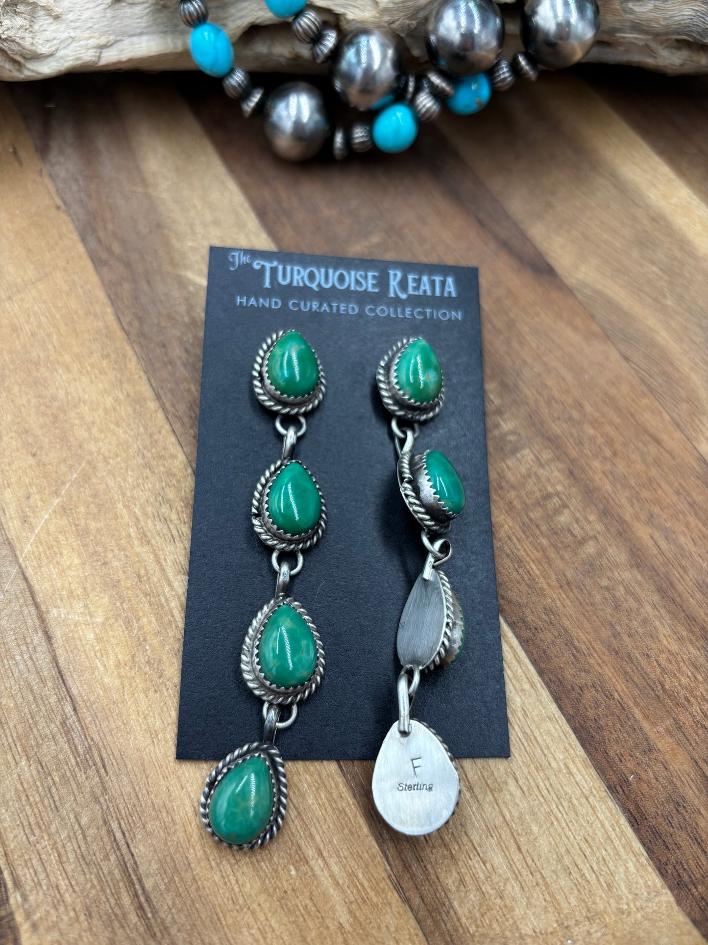 Turquoise Earrings #825-F by Freda Martinez, Navajo