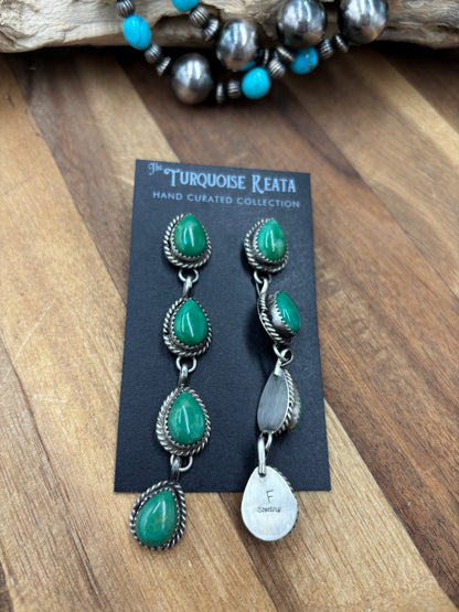 Turquoise Earrings #825-F by Freda Martinez, Navajo
