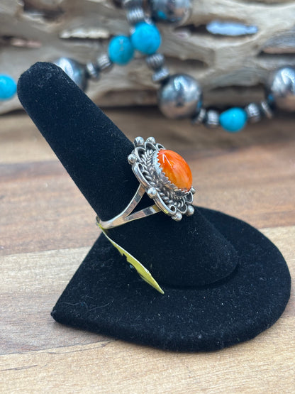 Orange Spiny #930-7 Ring Size 8.5
