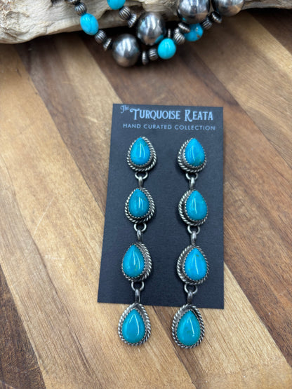 Turquoise Earrings #814-7G by Freda Martinez, Navajo