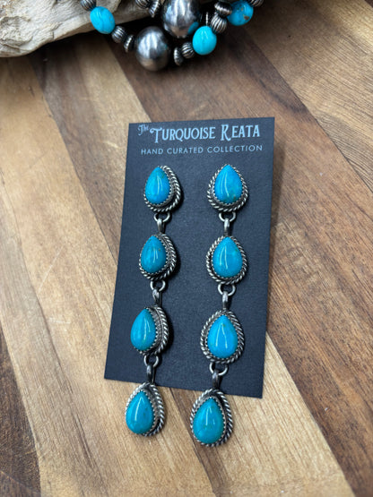 Turquoise Earrings #814-7G by Freda Martinez, Navajo