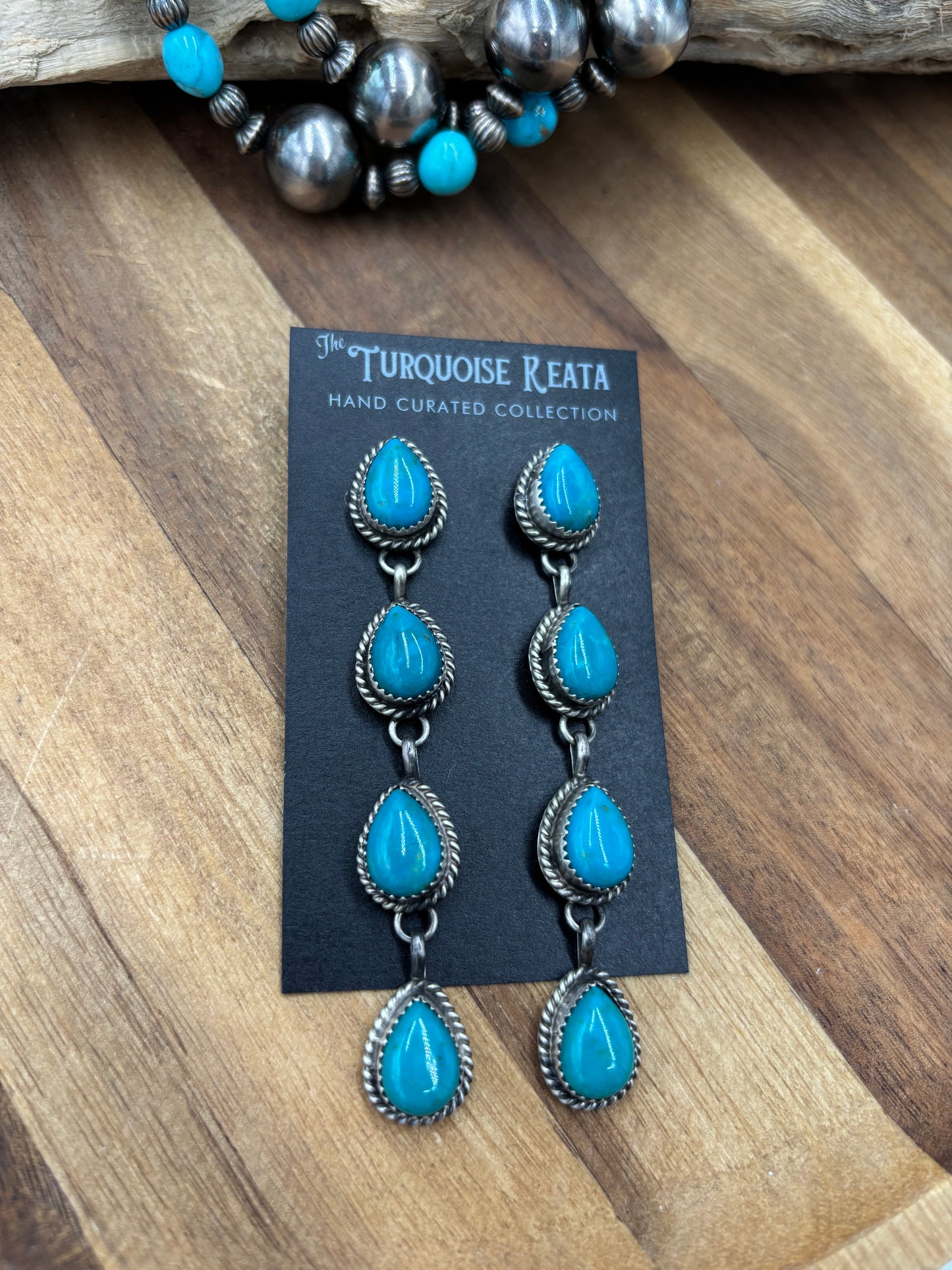 Turquoise Earrings #814-7G by Freda Martinez, Navajo