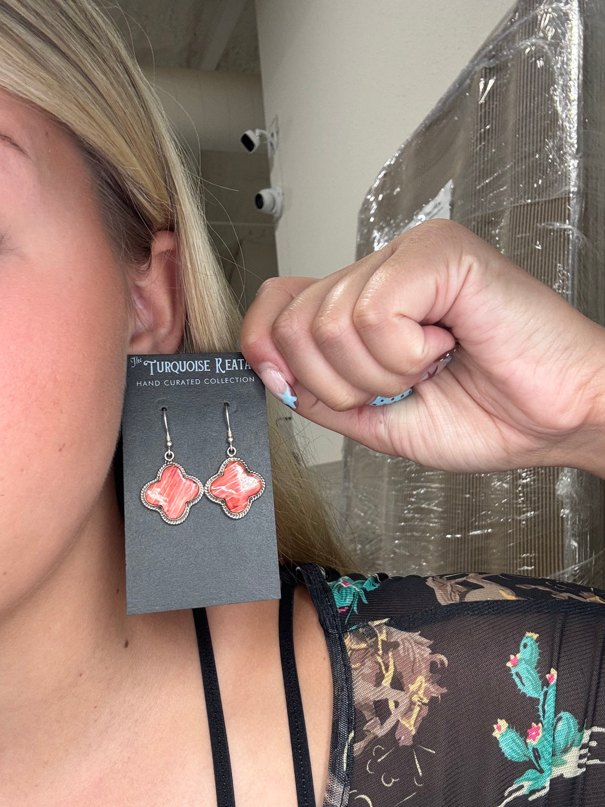 Red Spiny #917-12 Earrings