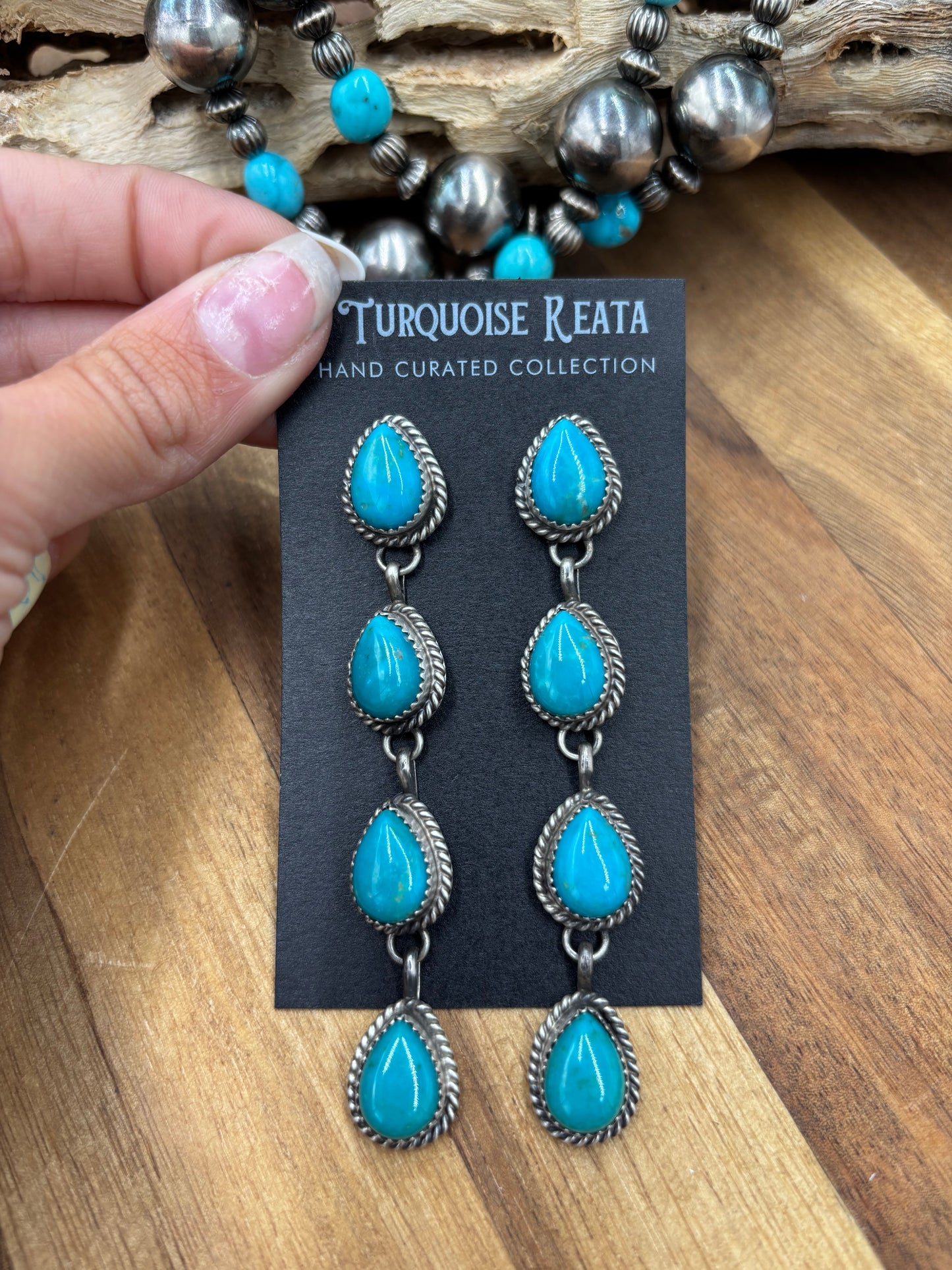 Turquoise Earrings #814-7G by Freda Martinez, Navajo
