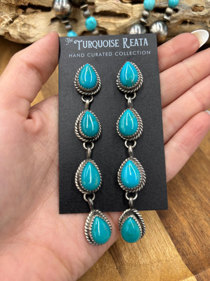 Turquoise Earrings #814-7G by Freda Martinez, Navajo
