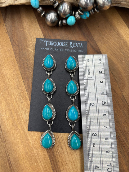 Turquoise Earrings #814-7G by Freda Martinez, Navajo