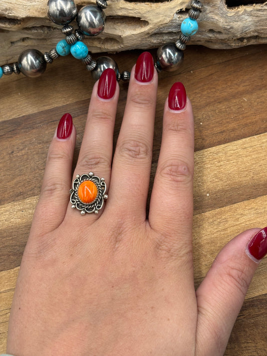 Orange Spiny #930-7 Ring Size 8.5