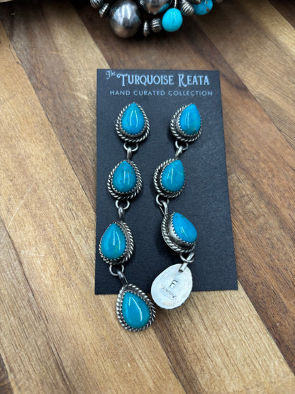 Turquoise Earrings #814-7G by Freda Martinez, Navajo