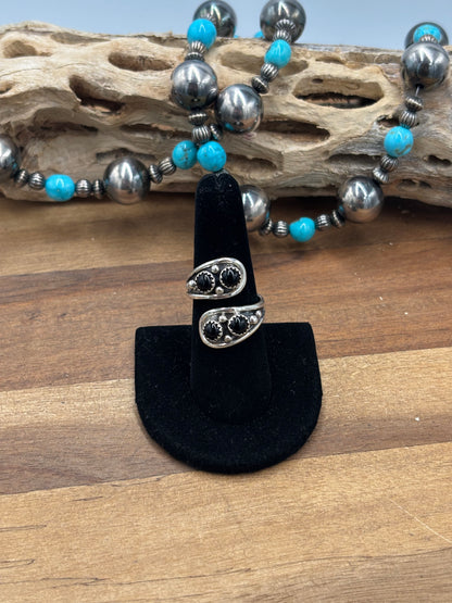 Black Onyx #930-9 Ring Adjustable to Sizes 7-9