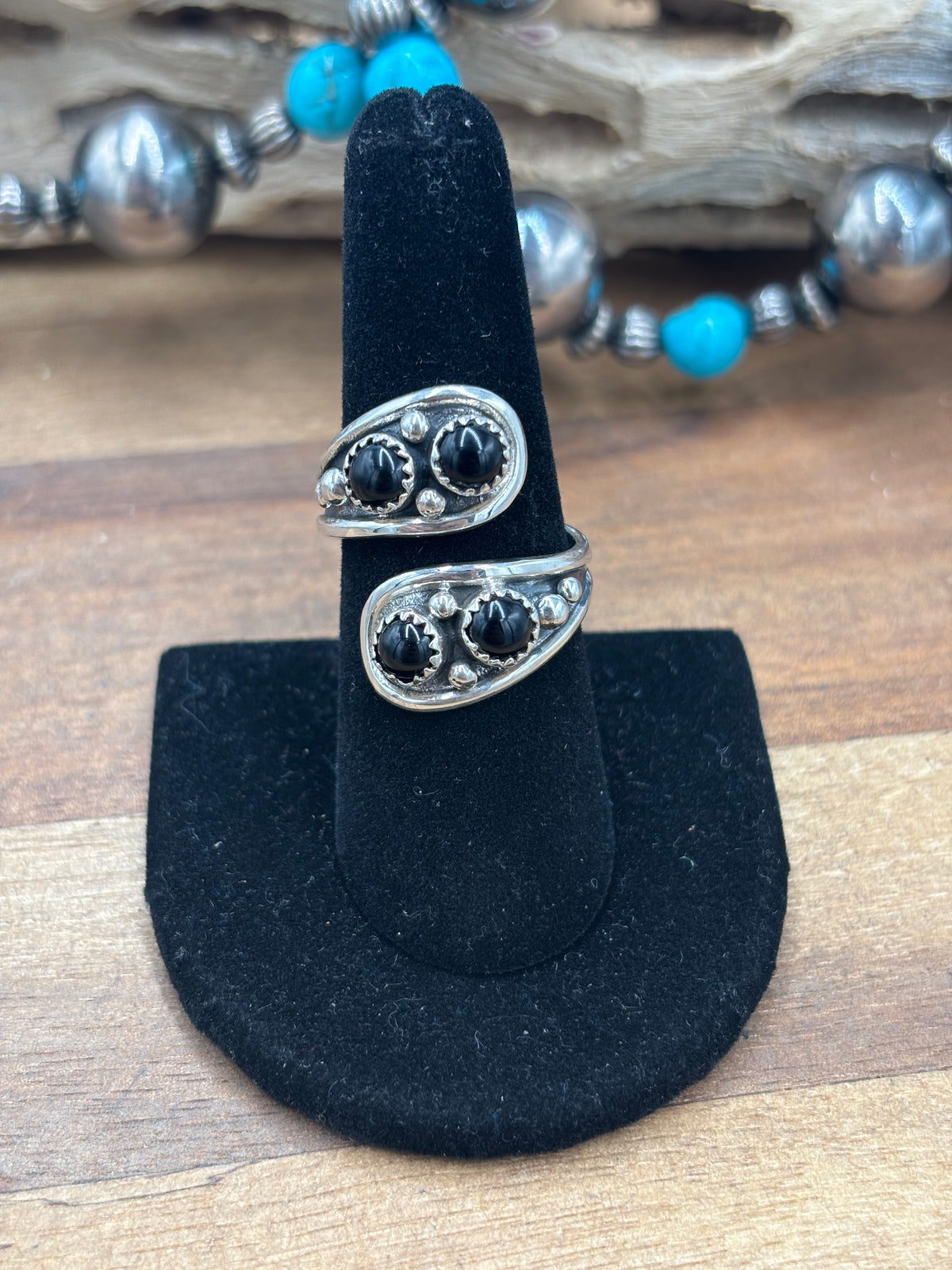 Black Onyx #930-9 Ring Adjustable to Sizes 7-9