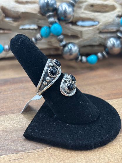 Black Onyx #930-9 Ring Adjustable to Sizes 7-9