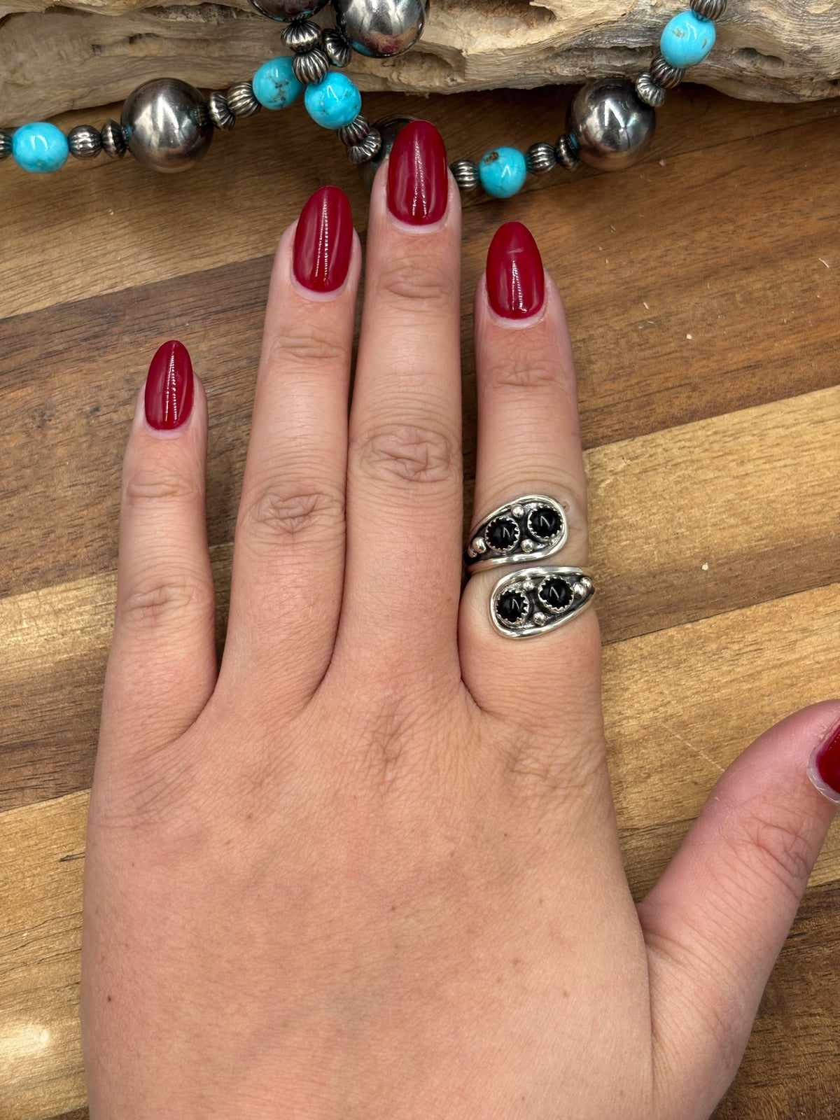 Black Onyx #930-9 Ring Adjustable to Sizes 7-9
