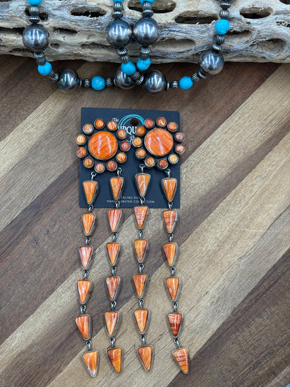 Orange Spiny #917-14 CLIP Earrings by Federico Jiminez