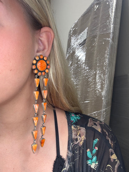 Orange Spiny #917-14 CLIP Earrings by Federico Jiminez