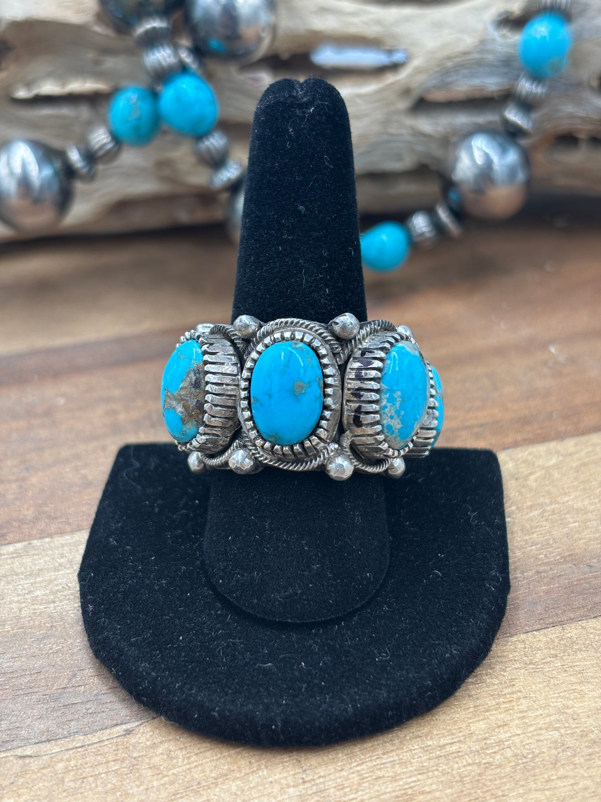 Turquoise #930-14 Size 10 Ring by Richard C Jim, Navajo