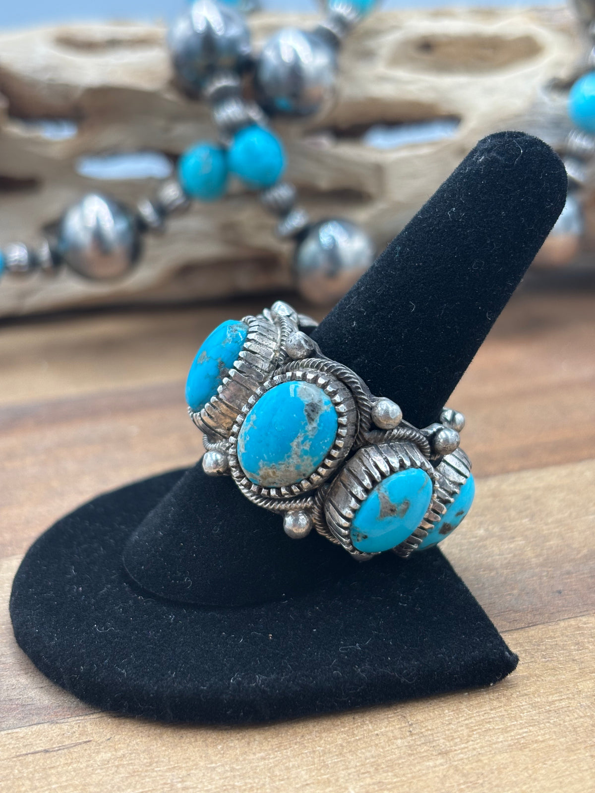 Turquoise #930-14 Size 10 Ring by Richard C Jim, Navajo
