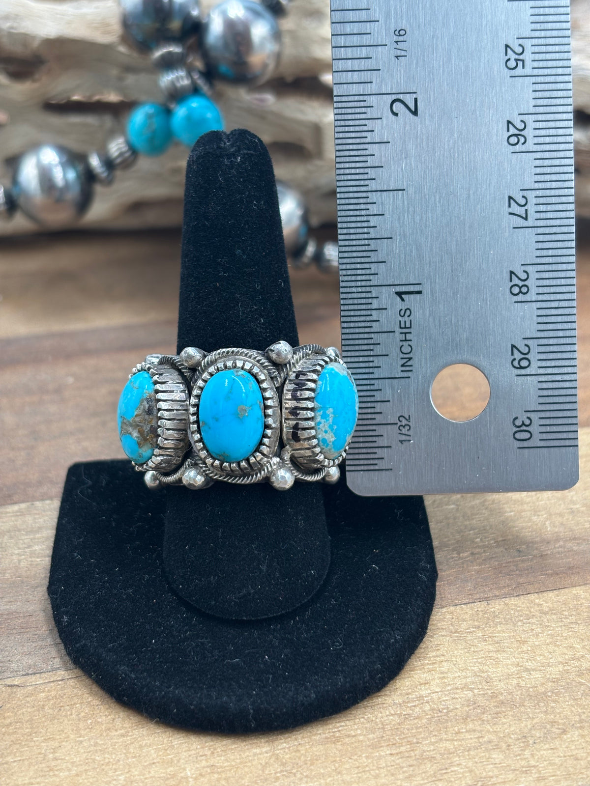 Turquoise #930-14 Size 10 Ring by Richard C Jim, Navajo