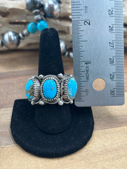 Turquoise #930-14 Size 10 Ring by Richard C Jim, Navajo