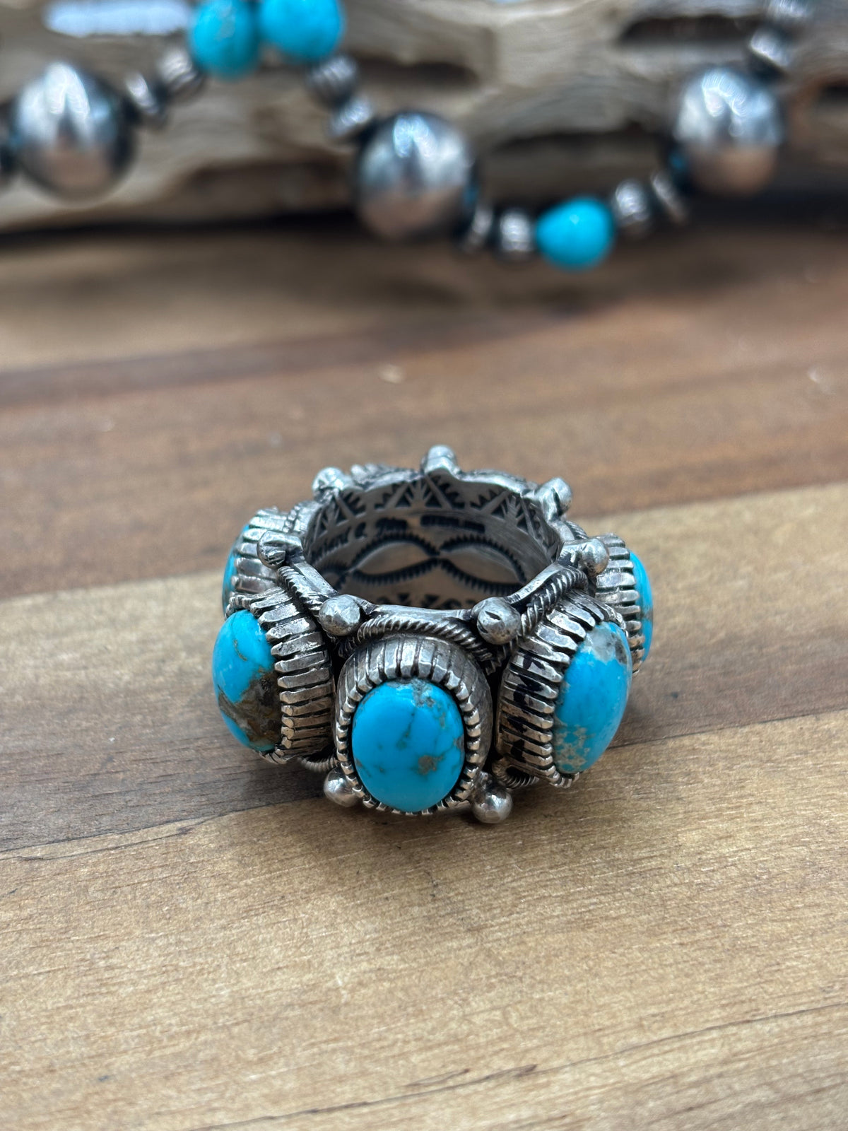Turquoise #930-14 Size 10 Ring by Richard C Jim, Navajo
