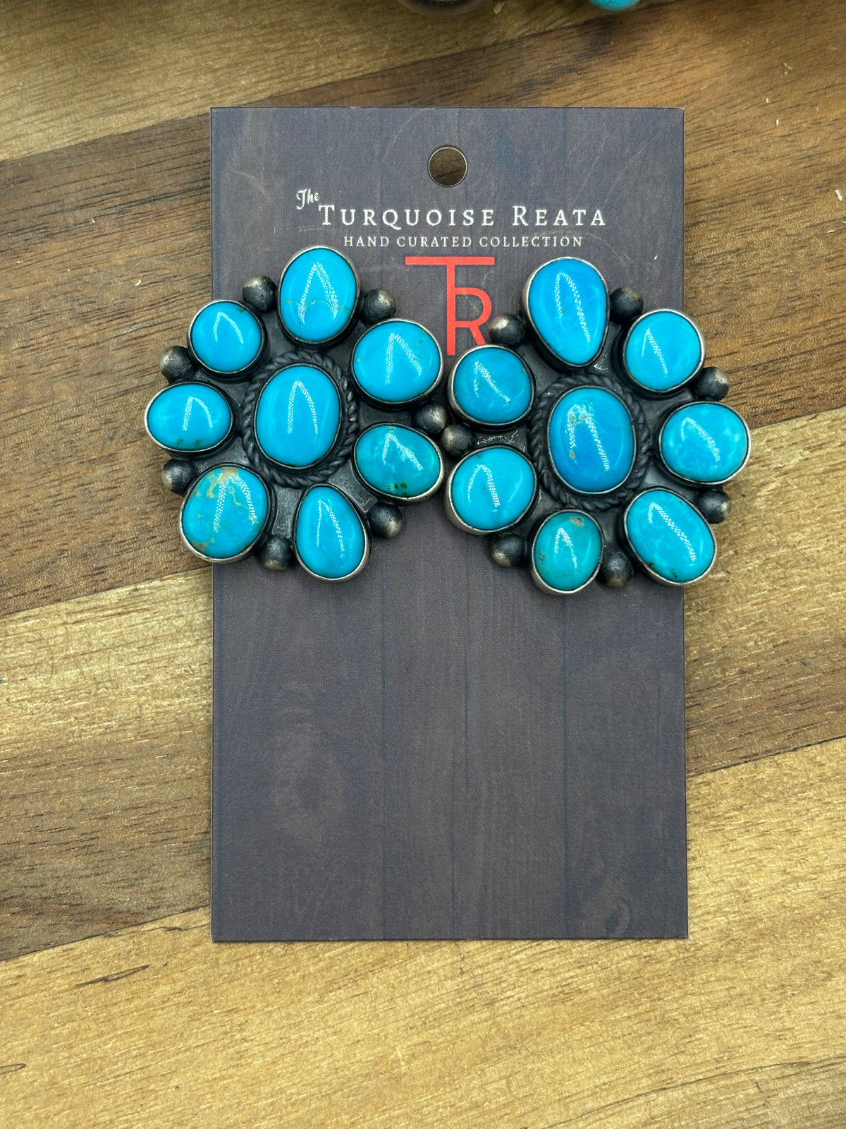 Turquoise #930-15 Cluster Earrings by Tricia Smith, Navajo