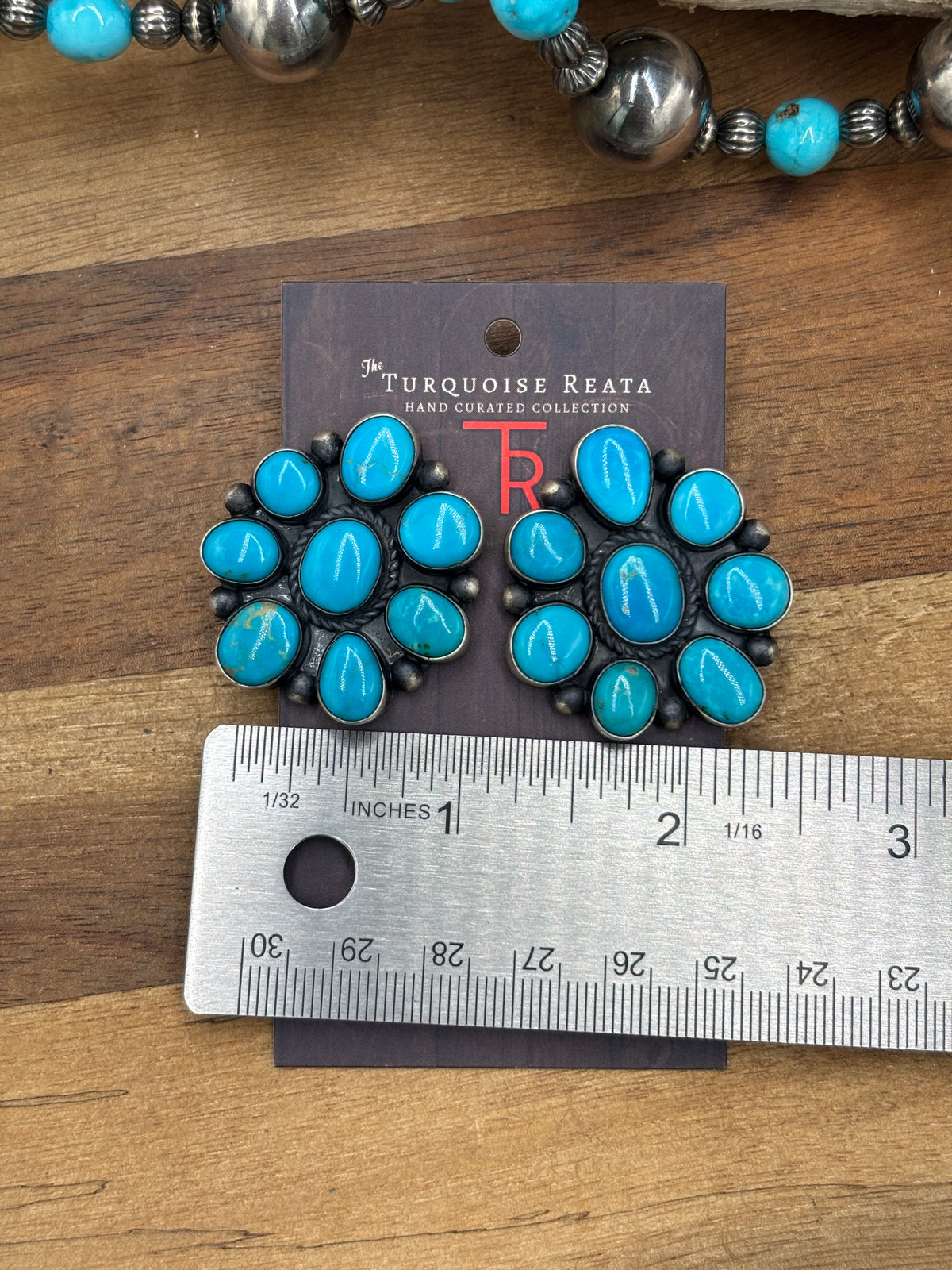 Turquoise #930-15 Cluster Earrings by Tricia Smith, Navajo