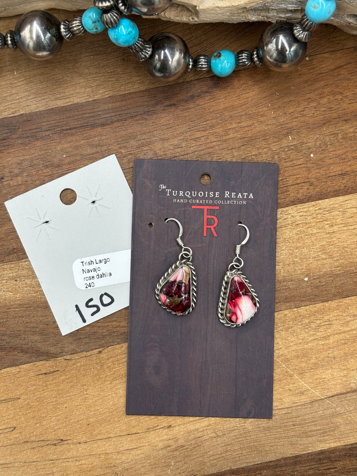 Rose Dahlia #930-16 Dangle Earrings By Trish Largo, Navajo
