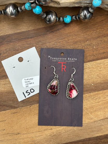 Rose Dahlia #930-16 Dangle Earrings By Trish Largo, Navajo