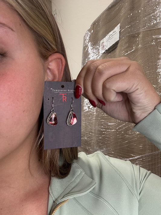 Rose Dahlia #930-16 Dangle Earrings By Trish Largo, Navajo