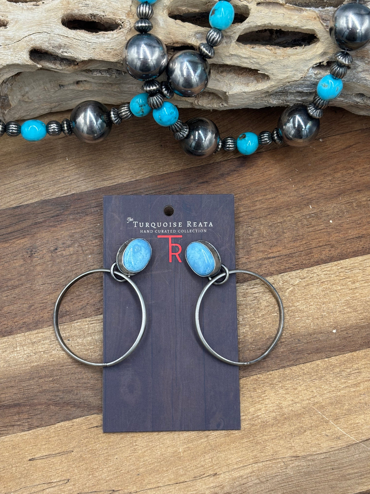 Golden Hills #930-17 Turquoise Hoop Earrings