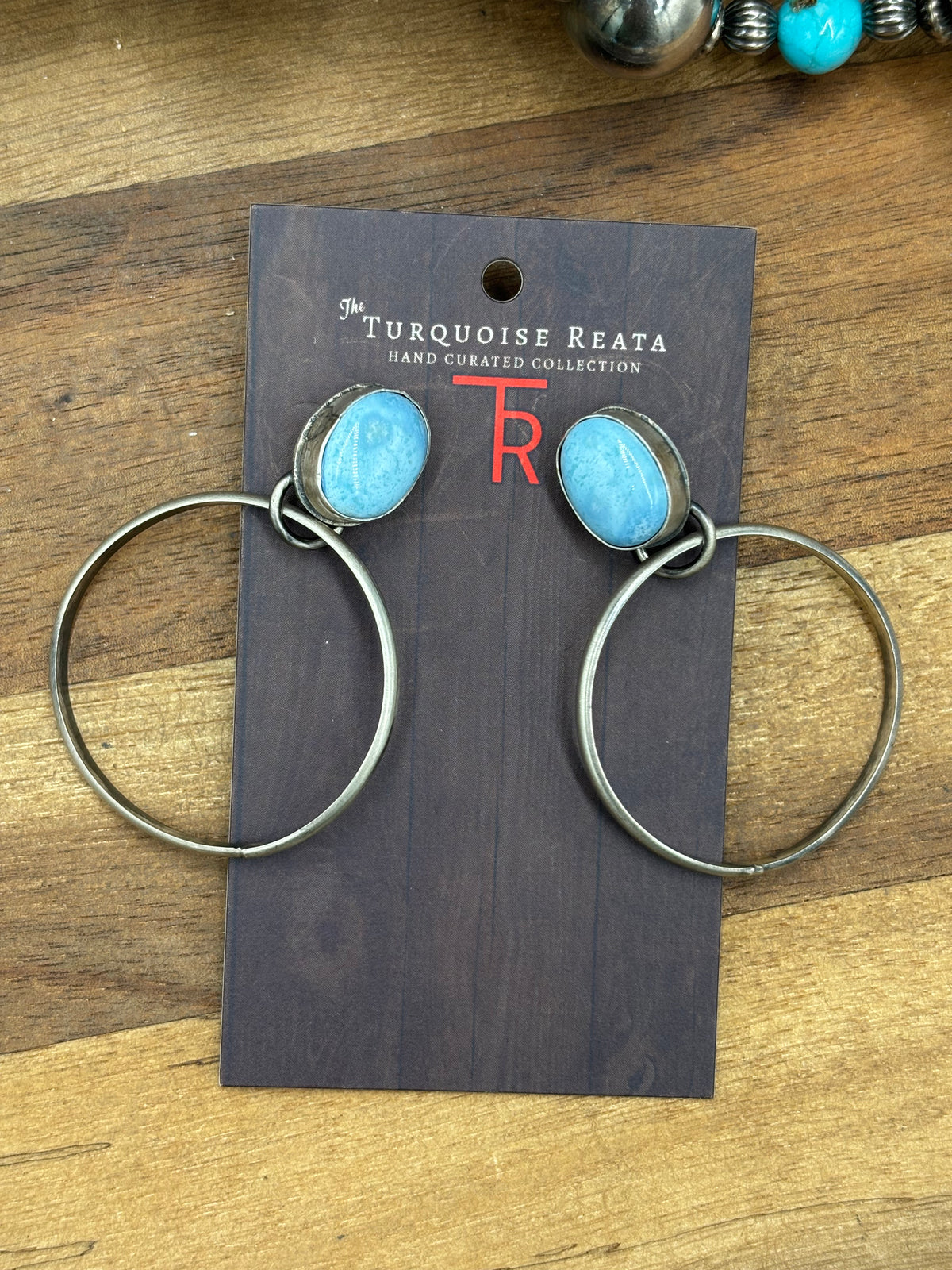Golden Hills #930-17 Turquoise Hoop Earrings