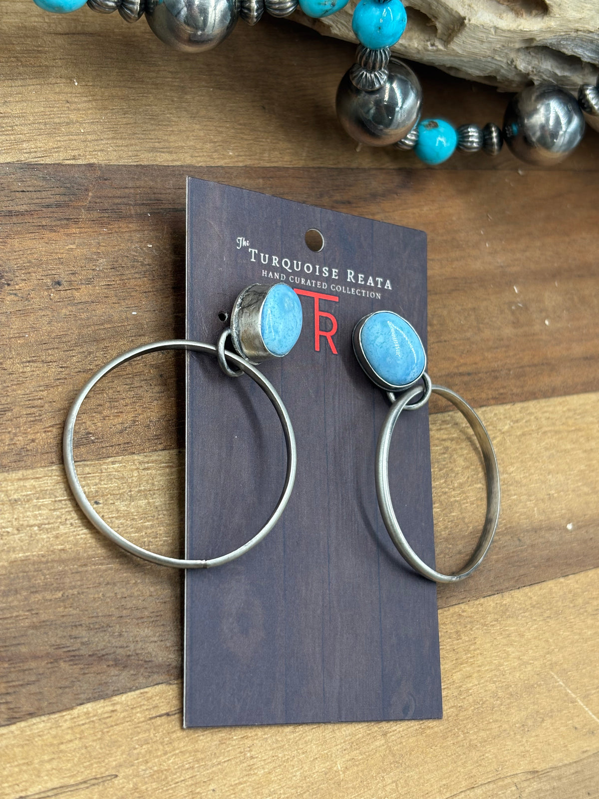Golden Hills #930-17 Turquoise Hoop Earrings